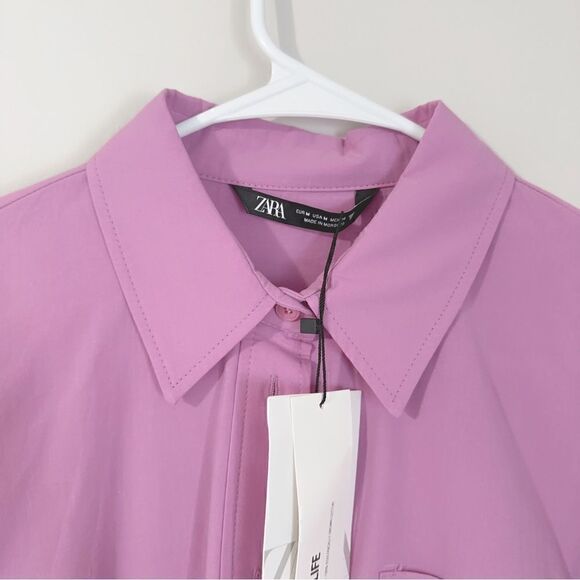 ⭕️ ZARA Shirt Long Sleeve Pink Medium - Picture 4 of 6